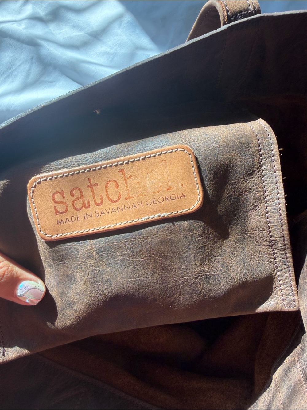 Satchel tote bag in brown - Picture 5 of 9